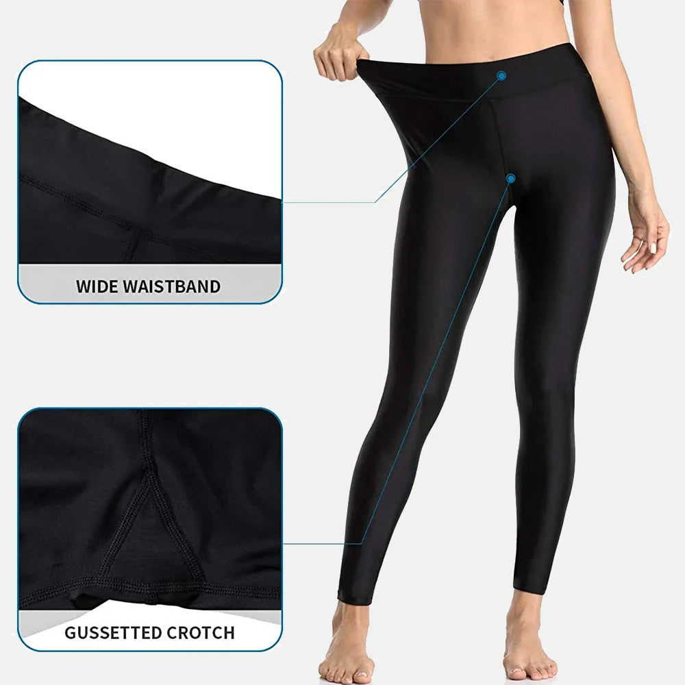 Anfilia Swimming Pants for Women High Waisted Swim Pants Swim Leggings Swim Tights