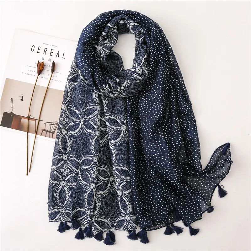 2023 Fashion Paisley Abstract Floral Tassel Viscose Shawl Scarf Lady Wrap Thin Pashmina Stole Muslim Hijab 180*90Cm 6