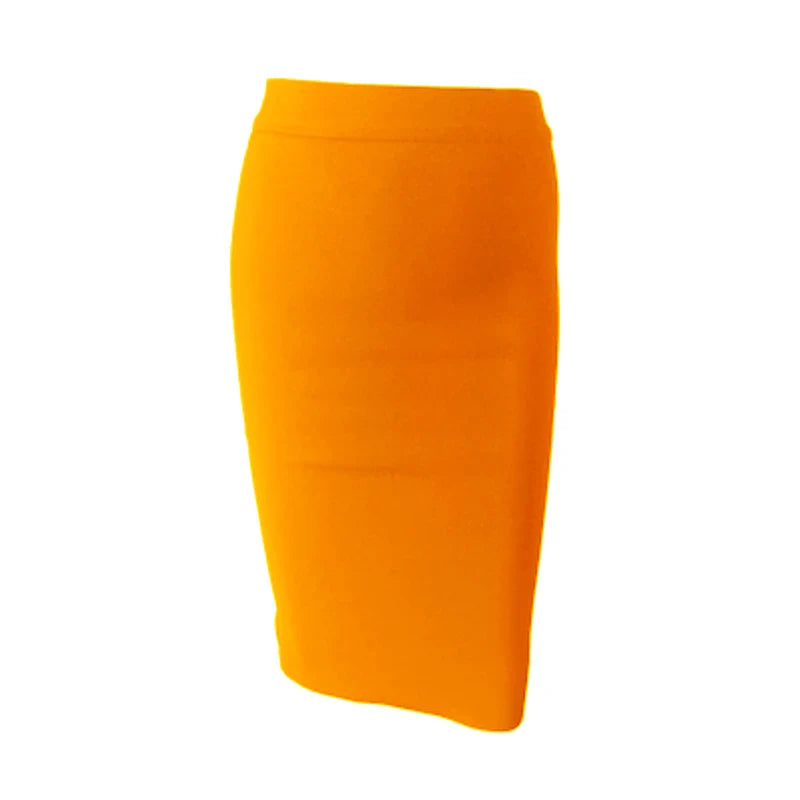 Wholesale Women Summer Fashion Sexy Black Blue Orange Red Beige Bandage Skirt 2022 Designer A Line Pencil Skirt Faldas 60cm Orange