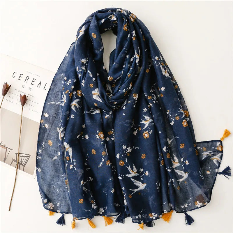 2023 Fashion Paisley Abstract Floral Tassel Viscose Shawl Scarf Lady Wrap Thin Pashmina Stole Muslim Hijab 180*90Cm