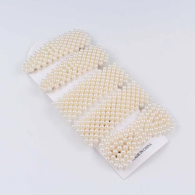 5Pcs/Set Fashion Pearl Hair Clip Snap Button Hair Pins for Women Sweet Pearl Hairpin Hair Clips Jewelry Lady Barrette Stick 24 Gold color