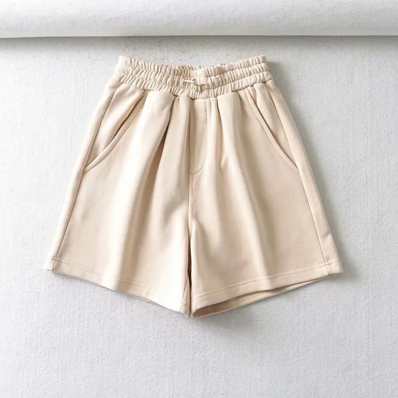 Womens Casual Tracksuits 2 Piece Set Spring Crop Sweatshirt + Sporting Shorts Sweat Set Ladies Two Piece Outfit Solid Color Suit as shown 6