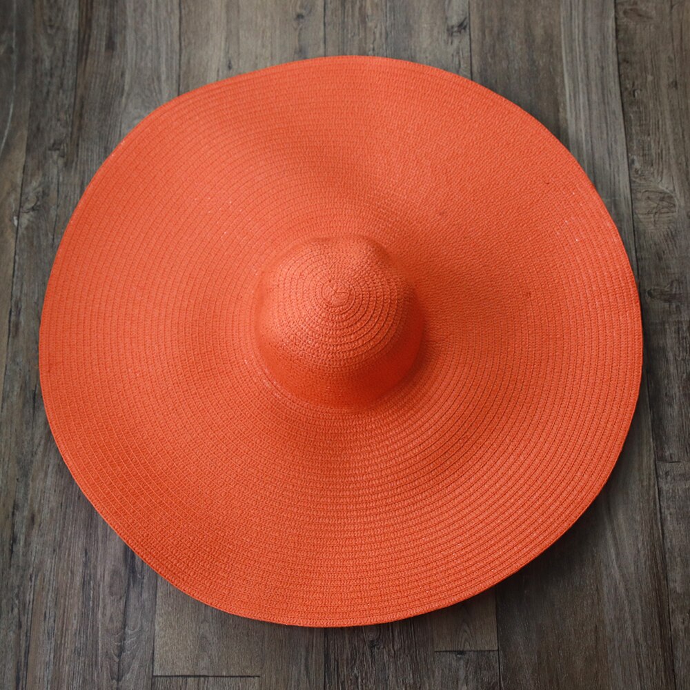 Women Beach Accessories Sombrero Big Size Hat Female Large Wide Brim Straw Sun Hats Oversized Anti UV 50 Summer Hat Wholesale orange