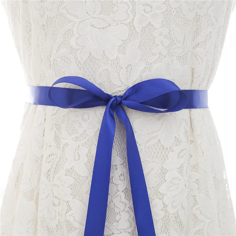 NZUK Crystal Bridal Belt Rhinestones Bridal Sash Sliver Wedding Dress Belt Bridal Dress Belt for Dresses Wedding Gown Royal blue ribbon