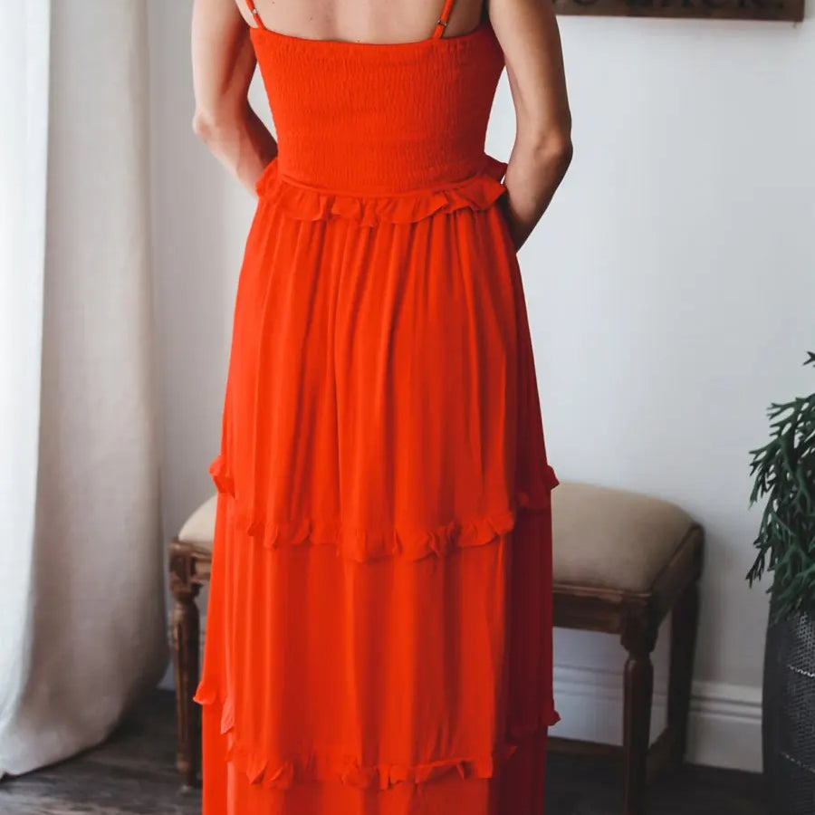 Summer Solid Tunic Women Maxi Dress V Neck Female Elegant Ruffles Party Long Dresses Beach Spaghetti Strap Casual Sundress