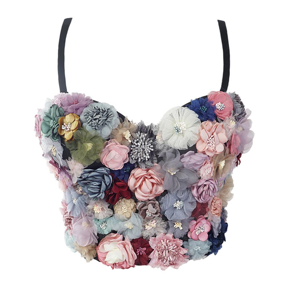 Sexy & Charming Applique Floral Corselets Women's Bachelorette Bustier Bra Cropped Top Wedding Bralette Vest 103