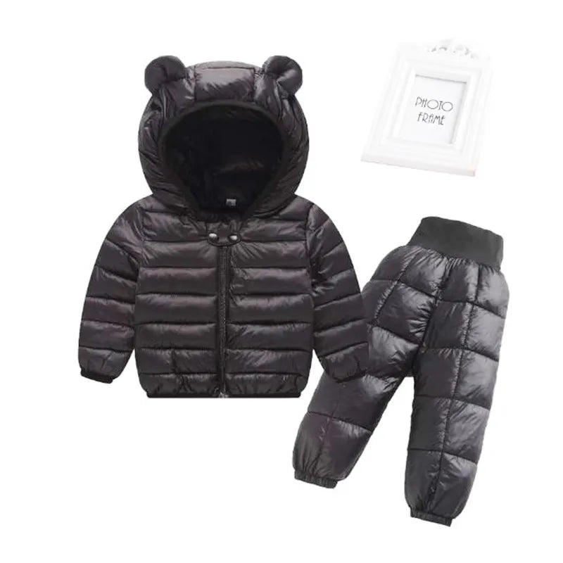 Toddler Baby Girls Boys Clothing Sets Winter Warm Down Jacket Clothes Sets Children Kids Snowsuit Coats Vest Pants Overalls as the picture 10