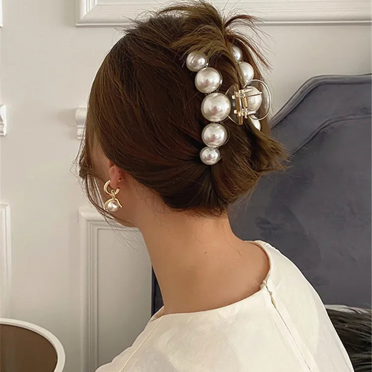 Kshmir New style exaggerated large beads acrylic hair clip large make-up hair styling hairpin female hair pearl hair accessories