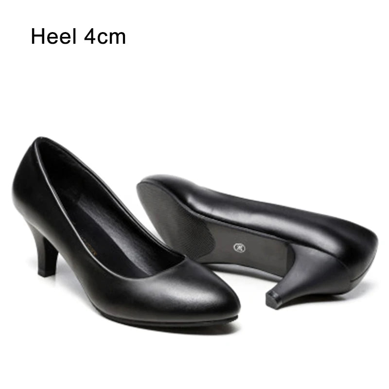 Voesnees Women Shoes Comfortable Formal Wear Black High Heels 3-5cm Professional Mid-heel Flight Attendant Etiquette Work Shoes black 6