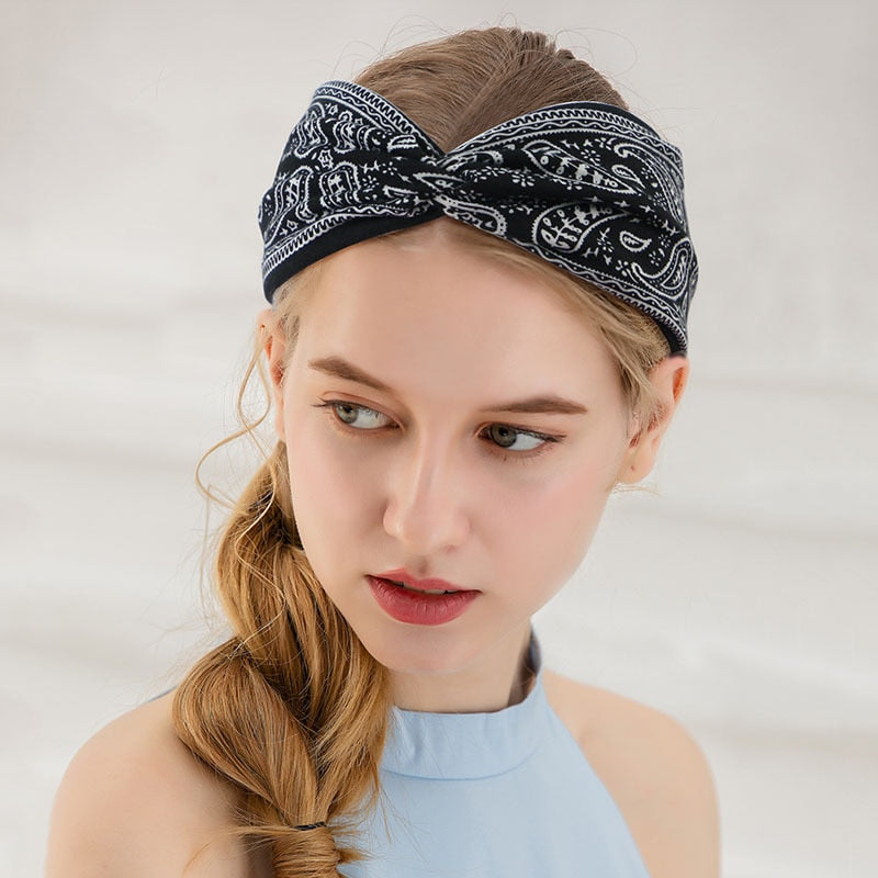 Headband 2024 New Light Weight Headbands Hair Accessories Woman Summer Bohemian Bandanas Elastic Wide Knitted Knotted Hair Bands AMAIO