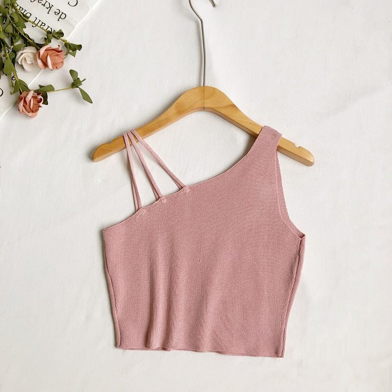 Heiar Women Plain Sexy Crop Tops Knitted Halter Tops Y2K Camisoles Off Shoulder Tube Tops Cute Candy Tops For Women 2024 Summer