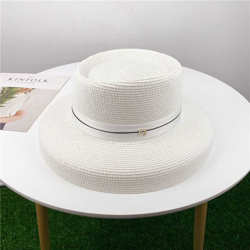 Summer hat new female sun hat folding beach hat big brim travel sunscreen Hepburn wind sun hat travel 10 55-58CM