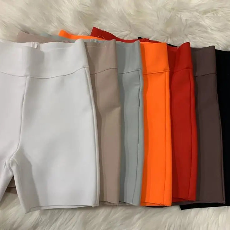 Top Celebrity Grey Black White Elastic Rayon Bandage Pants Fashion Bodycon Shorts Sports Pant