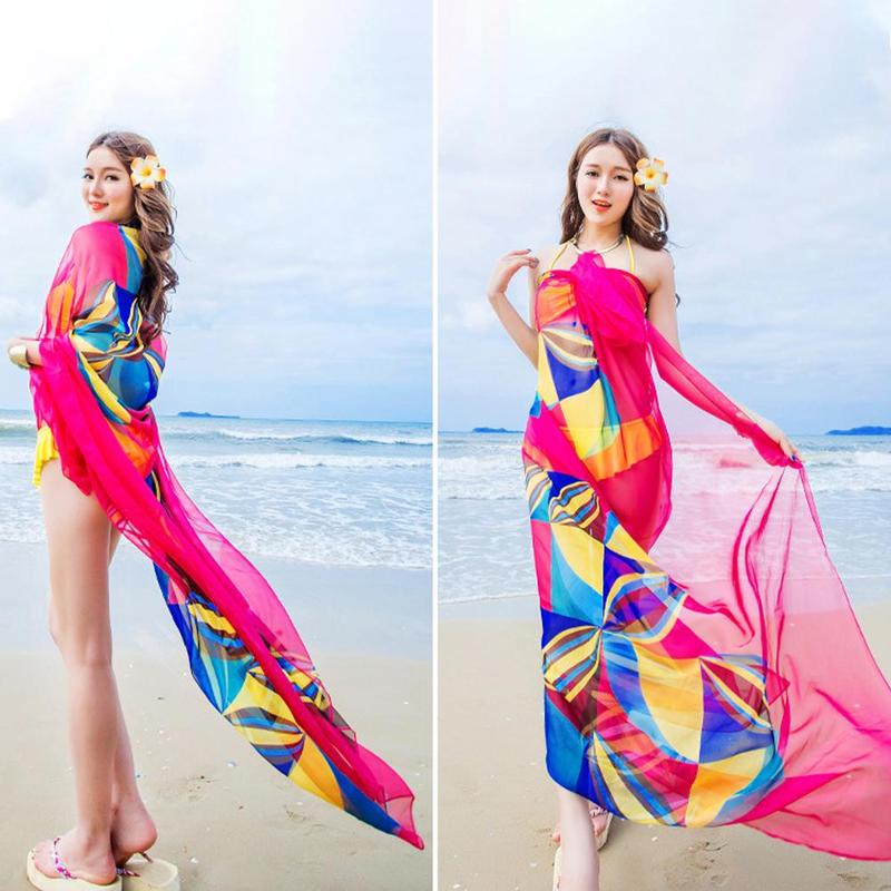 Scarf Beach Bikini Up Dress Beachwear Thin Sarong Wrap Scarf Pareo Sunscreen Cover