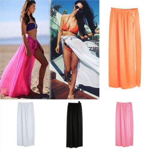Summer Sexy Bikini Cover Up Swimwear Sheer Beach Maxi Wrap Bandage Split Skirt Sarong Pareo Casual Cover-up Beachwear