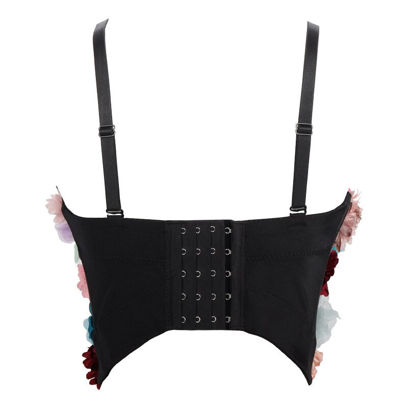 Plus Size Sexy 3d Flowers Crop Top Fashion Sling Corset Top Festival Outfit Rave Club for Women Party Elegant Sweet Bra
