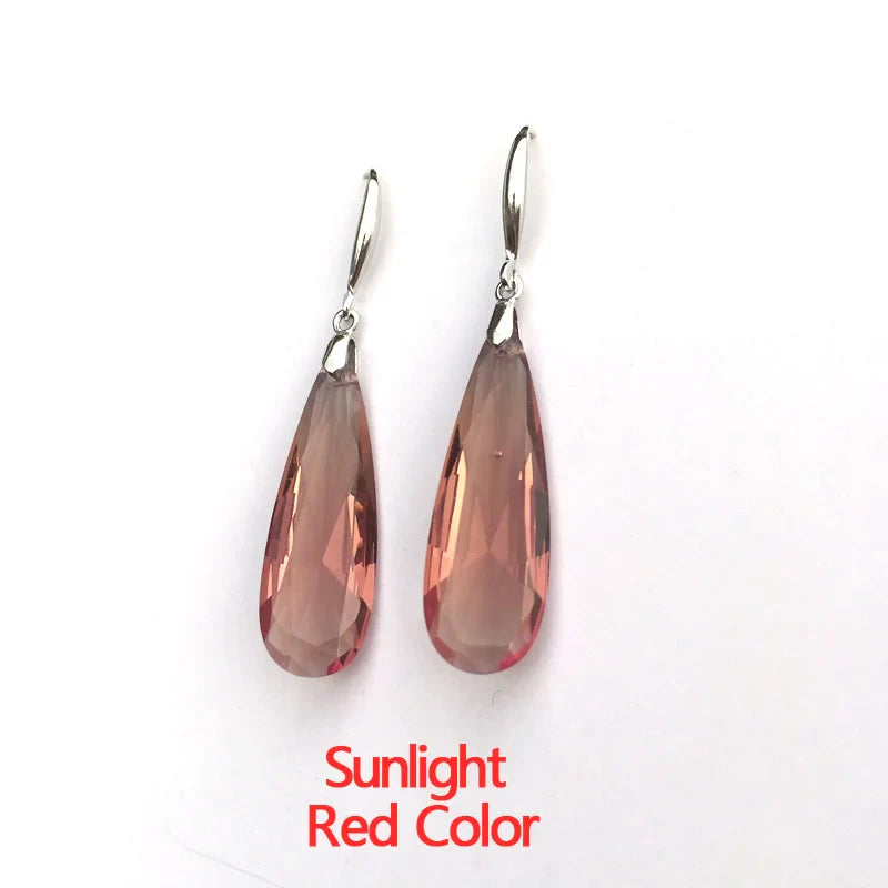 CSJ Elegant Zultanite Earring Sterling 925 Silver water drop/pear10*30mm Created Sultanite Fine Jewelry Women Wedding Party Gift