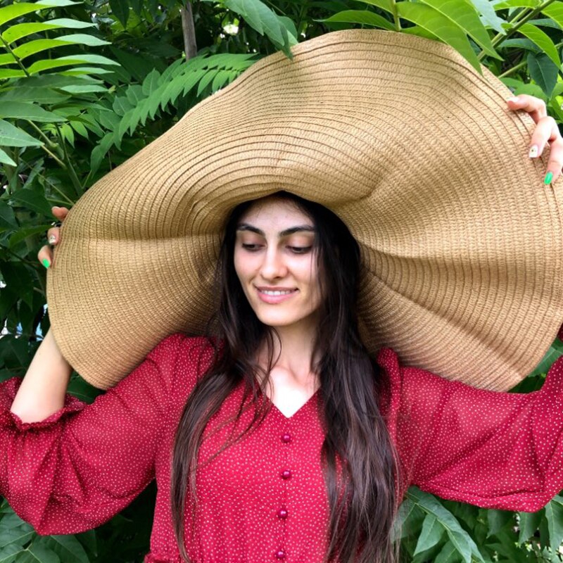 Women Beach Accessories Sombrero Big Size Hat Female Large Wide Brim Straw Sun Hats Oversized Anti UV 50 Summer Hat Wholesale