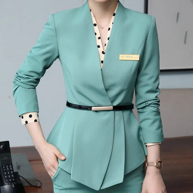 High-End Professional Skirt Suits Women Temperament Autumn Winter Formal Slim Blazer Sets Office Ladies Business Work Wear