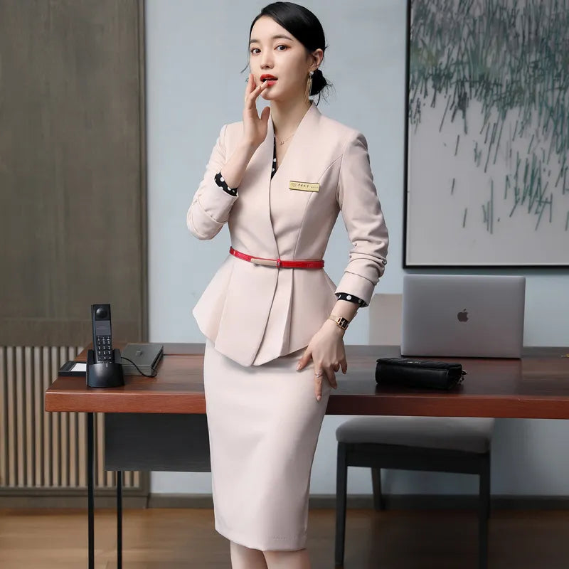 High-End Professional Skirt Suits Women Temperament Autumn Winter Formal Slim Blazer Sets Office Ladies Business Work Wear