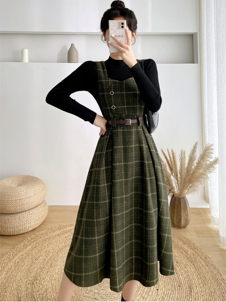 Overall dress and sweater best sale