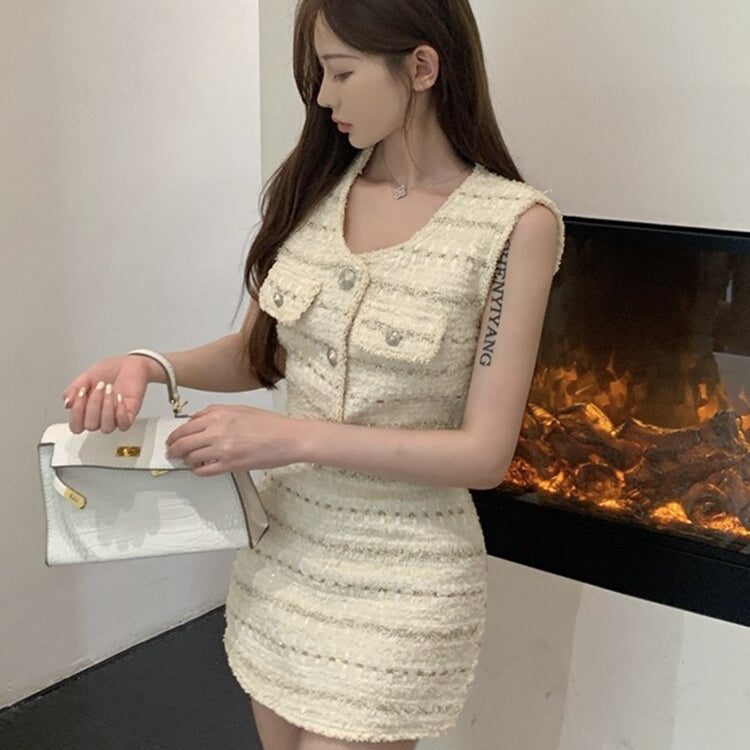 High Street French Luxury Small Fragrance 2 Piece Set Women Vest Crop Top + Skirt Suits Korean Elegant Fashion Two Piece Outfits