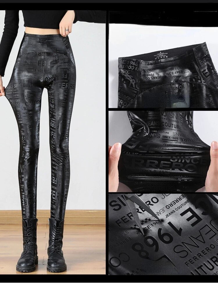 High Waist Leggings Women 2024 Autumn/Winter New Sexy Women PU Pant Black High Waist Pencil Pants Leggings Women Streetwear Yoga
