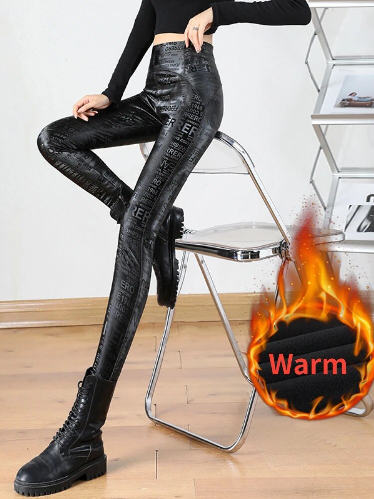 High Waist Leggings Women 2024 Autumn/Winter New Sexy Women PU Pant Black High Waist Pencil Pants Leggings Women Streetwear Yoga