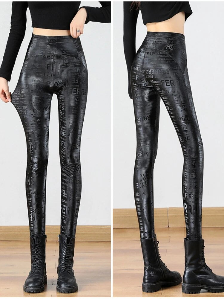 High Waist Leggings Women 2024 Autumn/Winter New Sexy Women PU Pant Black High Waist Pencil Pants Leggings Women Streetwear Yoga