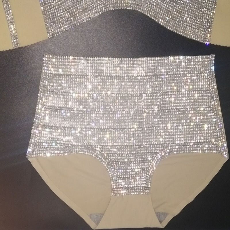 High Waist Sexy Bikini Push Up Rhinestone Women's Swimsuit Luxury Crystal Diamond Swimwear