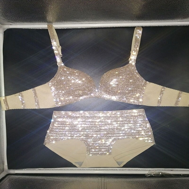 High Waist Sexy Bikini Push Up Rhinestone Women's Swimsuit Luxury Crystal Diamond Swimwear