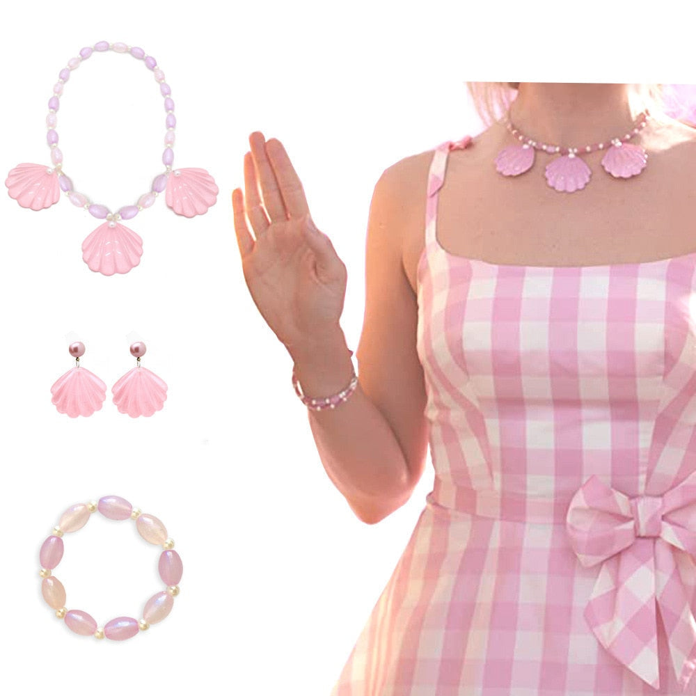 Hot Movie Barbie Costume For Kids Girls Cosplay Pink Plaid Dress Halloween Girl Dress Up Carnival Party Clothes With Hat 2-10T