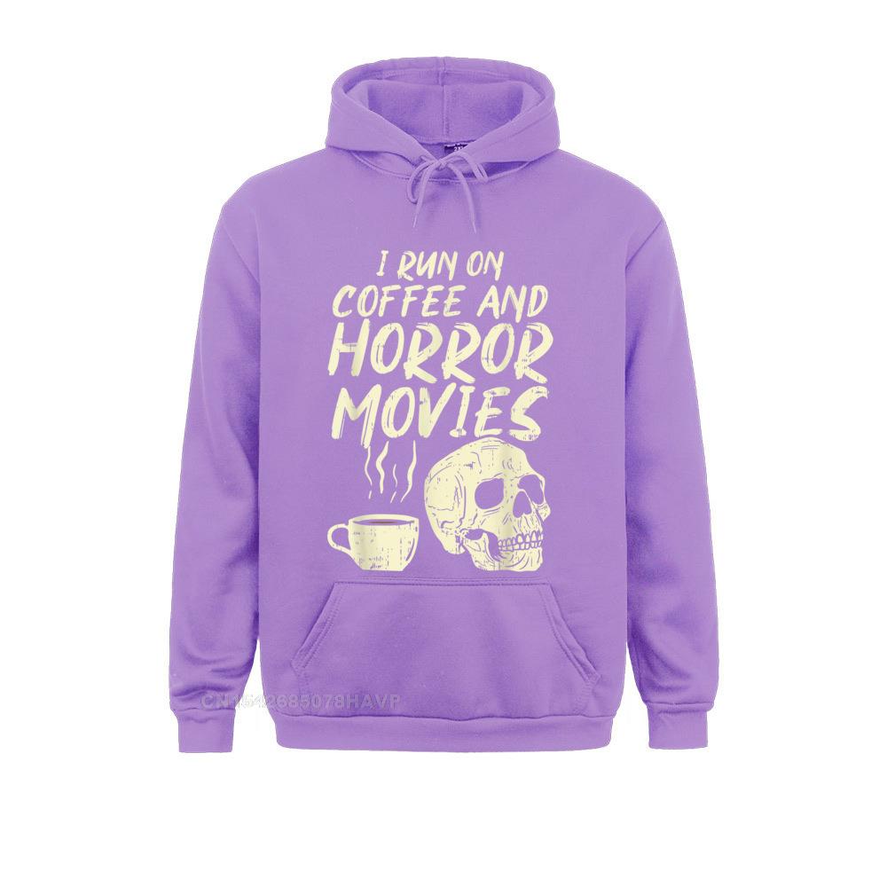 I Run Coffee Horror Movies Skull Skeleton Halloween Hoodie Sweatshirts Oversized Anime Sweater Male Hoodies Hoods VALENTINE DAY Purple