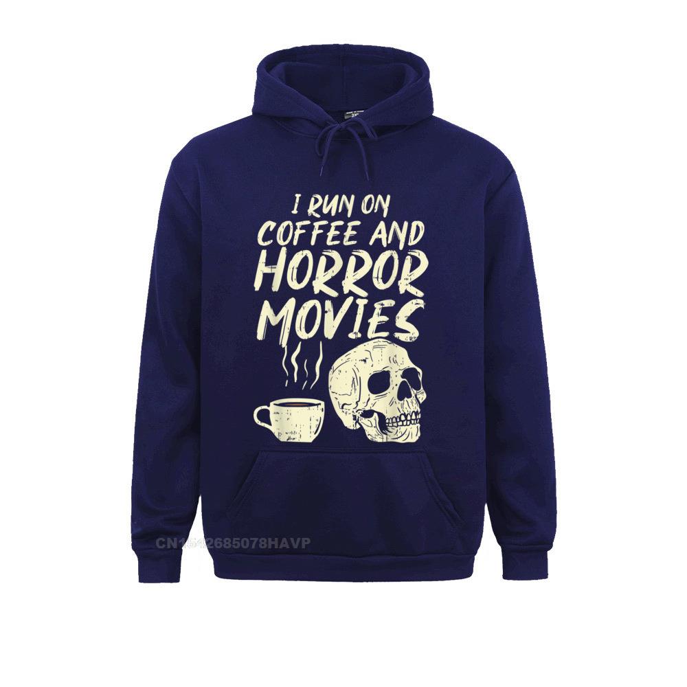 I Run Coffee Horror Movies Skull Skeleton Halloween Hoodie Sweatshirts Oversized Anime Sweater Male Hoodies Hoods VALENTINE DAY Navy