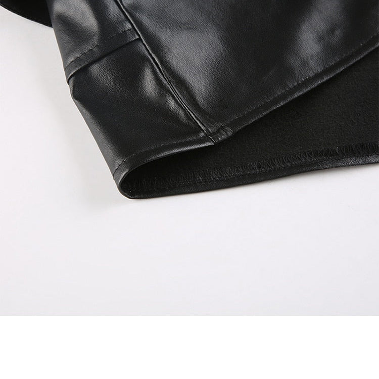 IAMSURE Sexy Slim Pu Leather Skirt Below The Navel With Sashes Cool Retro Zipper Mini Skirts Women 2022 Summer Streetwear Ladies