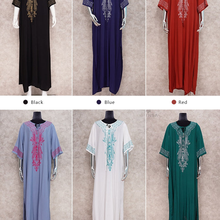 Indie Folk Lace Up V-Neck Batwing Sleeve Summer Beach Dress Tunic Women Beachwear kaftan Maxi Dress Robe Sarong