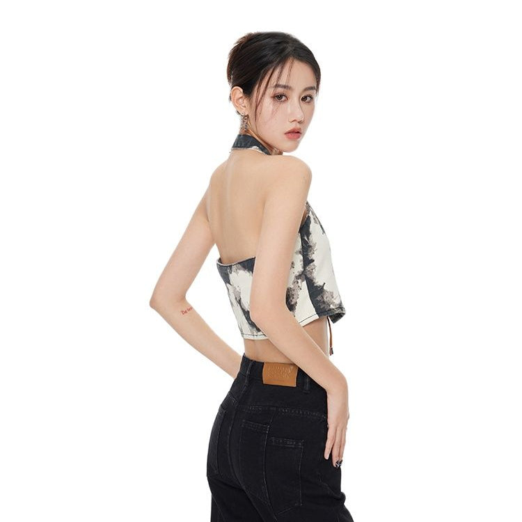 Inivia Retro Y2K Necks Suspenders Vests Tops Backless Jeans Blouses 2024 Summer Fashion