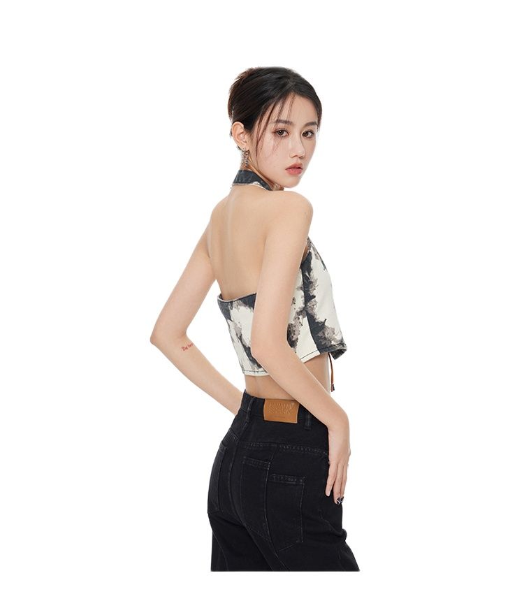 Inivia Retro Y2K Necks Suspenders Vests Tops Backless Jeans Blouses 2024 Summer Fashion