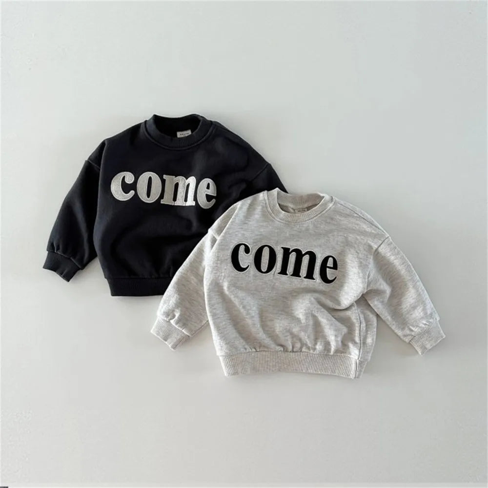 Ins Autumn Children Long Sleeve Sweatshirt Fashion Letter Girls Casual Clothes Cotton Baby Boys Hoodies Kids Pullover Tops