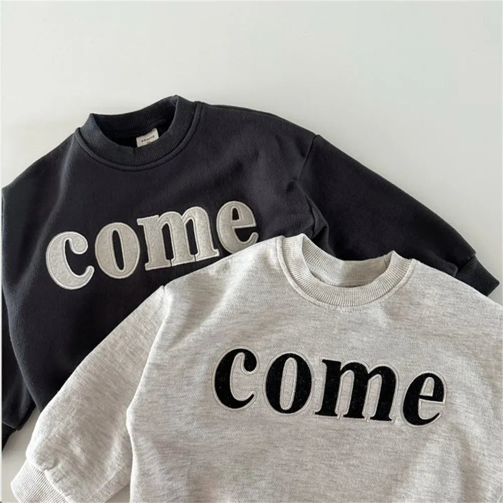 Ins Autumn Children Long Sleeve Sweatshirt Fashion Letter Girls Casual Clothes Cotton Baby Boys Hoodies Kids Pullover Tops
