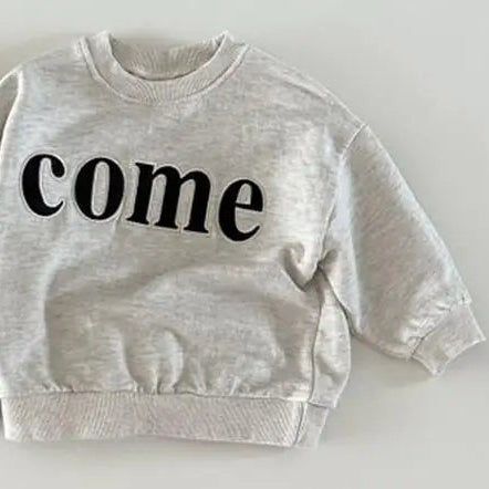Ins Autumn Children Long Sleeve Sweatshirt Fashion Letter Girls Casual Clothes Cotton Baby Boys Hoodies Kids Pullover Tops light gray
