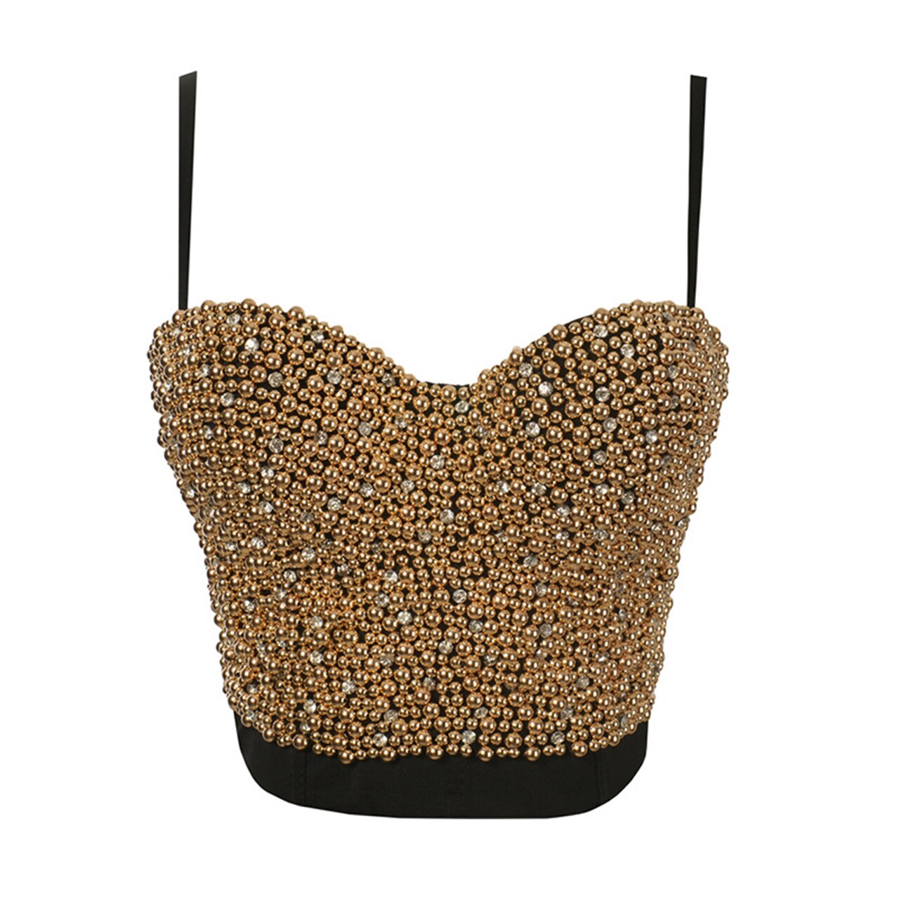 Irene Tinnie Hand-made Pearls Jewel Diamond Bralet Women's Bustier Bra Wedding Party Corset Cropped Top Vest Plus Size 10701