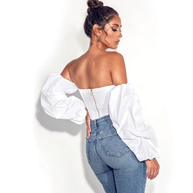 Irregular Long Sleeve Sexy Fashion Crop Short Top