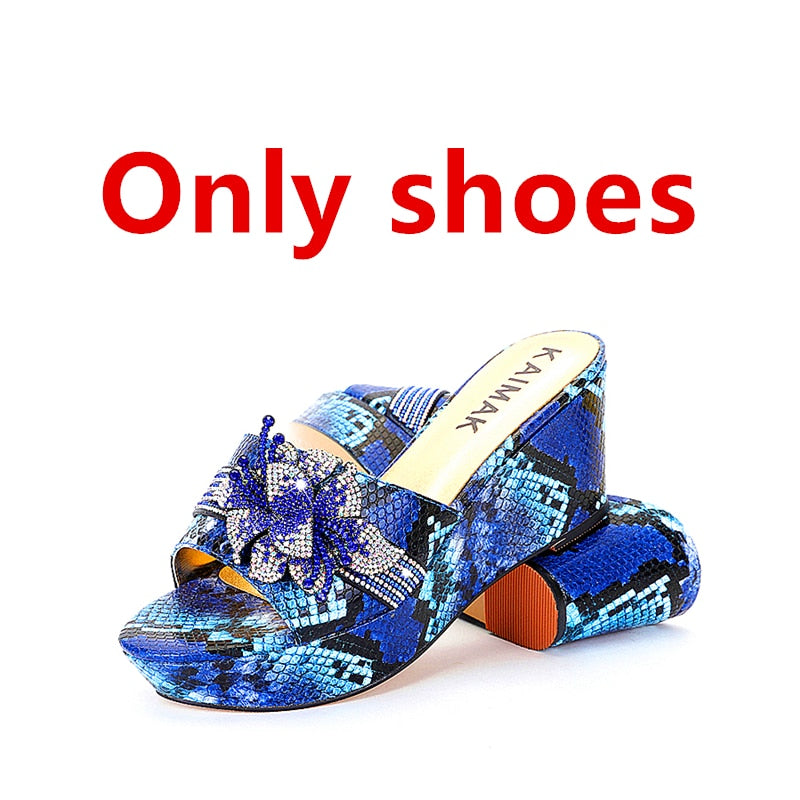 Italian Design Shoe Bag Set Women Summer Thick Bottom -Suitable for Wedding Party Size 37 to Size 44 08