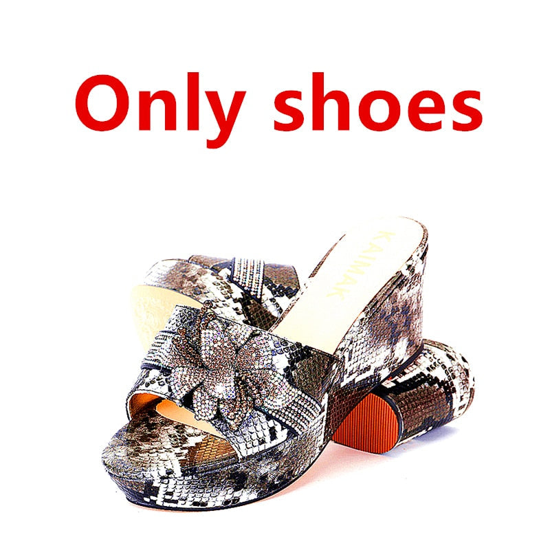 Italian Design Shoe Bag Set Women Summer Thick Bottom -Suitable for Wedding Party Size 37 to Size 44 12