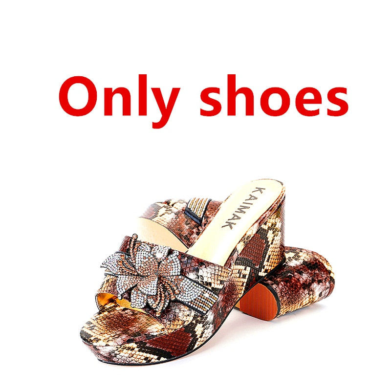 Italian Design Shoe Bag Set Women Summer Thick Bottom -Suitable for Wedding Party Size 37 to Size 44 09