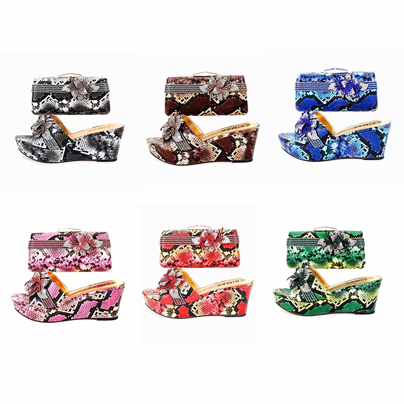 Italian Design Shoe Bag Set Women Summer Thick Bottom -Suitable for Wedding Party Size 37 to Size 44