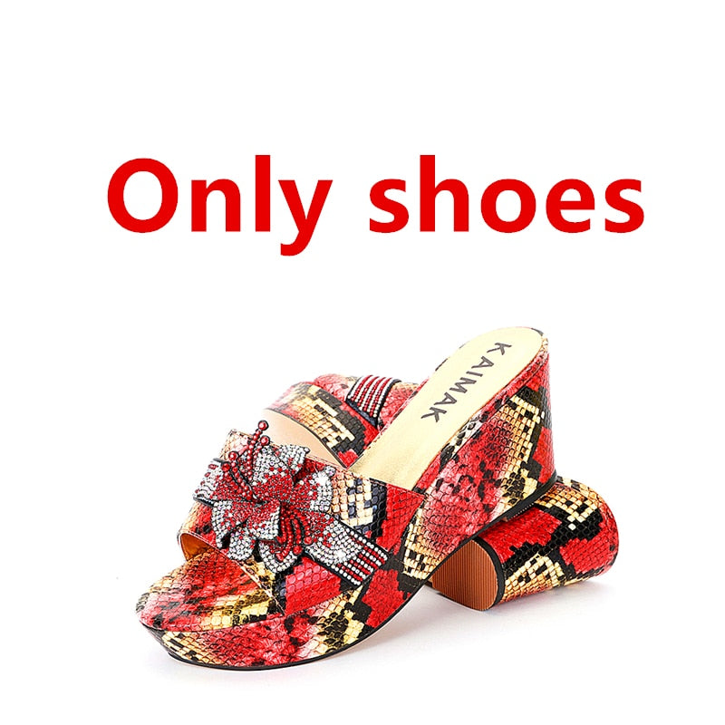 Italian Design Shoe Bag Set Women Summer Thick Bottom -Suitable for Wedding Party Size 37 to Size 44 07