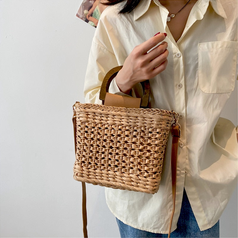JIOMAY Luxury Bags for Women Straw Bags Weave Tote Bags Designer Handbag Summer 2024 Purse Drawstring Closure Beach Shoulder Bag