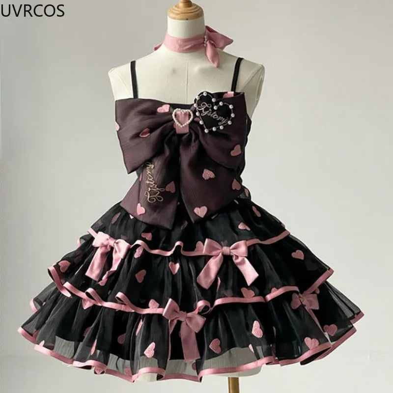 Japanese Victorian Lolita Dresses Women Gothic Cute Lace Bow Y2k Tank –  AMAIO